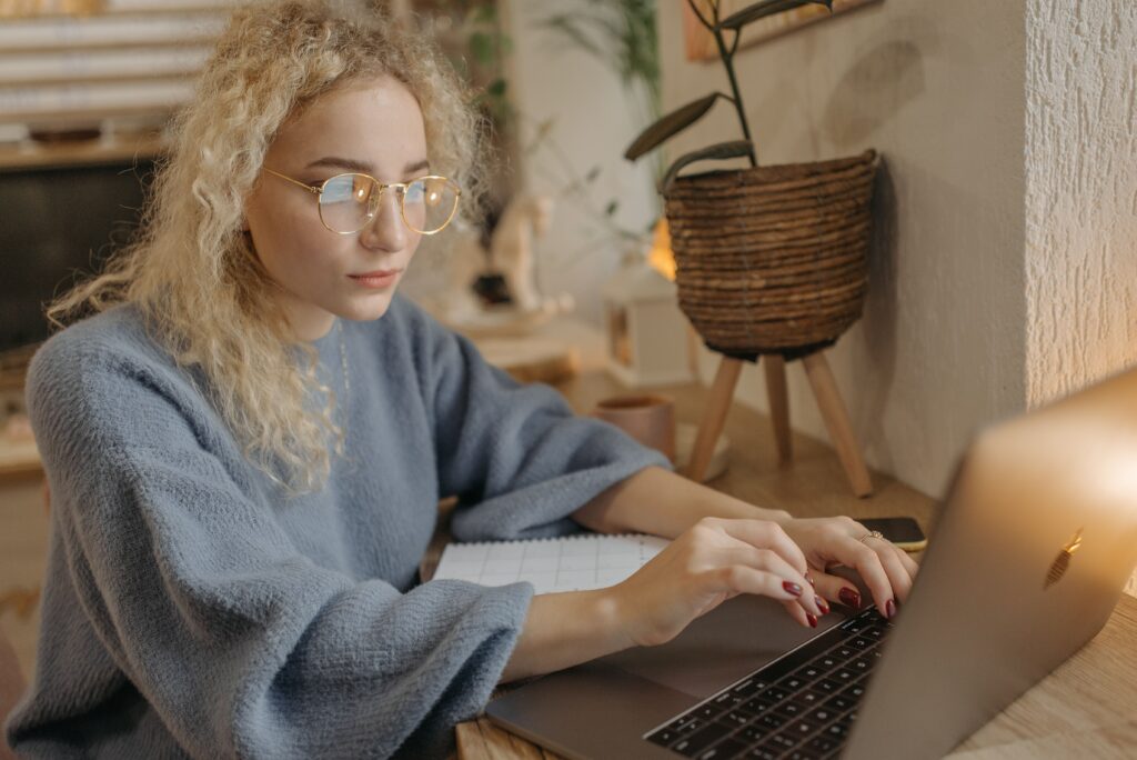 Web designer working on SEO for a client.